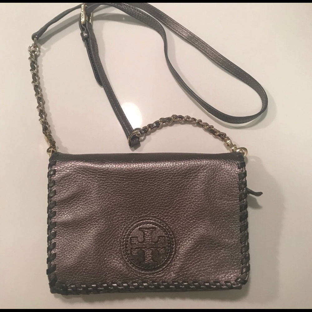 Authentic Tory Burch metallic crossbody
